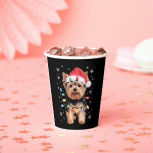 Yorkie Weihnachtshund Lang Xmas Geschenk Pappbecher