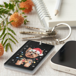 Yorkie Weihnachtshund Lang Xmas Geschenk Schlüsselanhänger