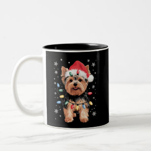 Yorkie Weihnachtshund Lang Xmas Geschenk Zweifarbige Tasse