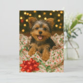 Yorkie-Weihnachtskarte Einladung (Stehend Vorderseite)