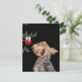 Yorkie-Weihnachtsverlockung Feiertagskarte (Stehend Vorderseite)