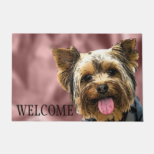 Yorkie Welcome Niedlich Dog Pet Yorkshire Terrier  Fußmatte (Vorderseite)
