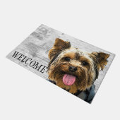 Yorkie Welcome Niedlich Dog Pet Yorkshire Terrier Fußmatte (Schrägansicht)