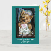 Yorkie Welpe im Kinderwagen Karte (Gelbe Blume)