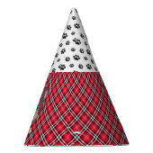Yorkie Welpen-Hunderote karierte Partyhütchen (Rechts)