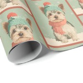 Yorkie-Wintermuster Geschenkpapier (Rolleneckpunkt)
