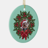 Yorkie Wreath Christmas Ornament (Rechts)