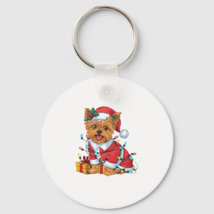 Yorkie Xmas Lighting Santa Yorkie Dog Weihnachten Schlüsselanhänger