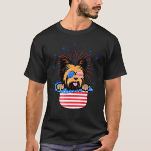 Yorkie Yorkshire Dog American Flag Patriotic 1 T-Shirt