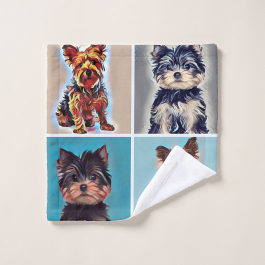 Yorkie Yorkshire Dog Badhandtuch Set (Waschlappen)