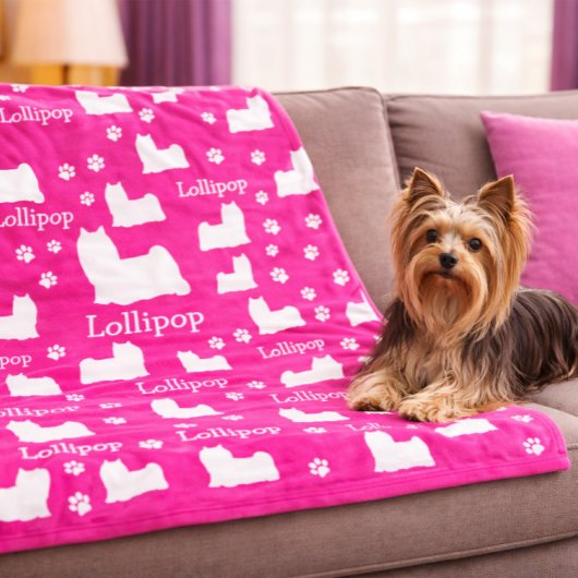 Yorkie Yorkshire Dog Pink Personalisiert Dog Blank Fleecedecke