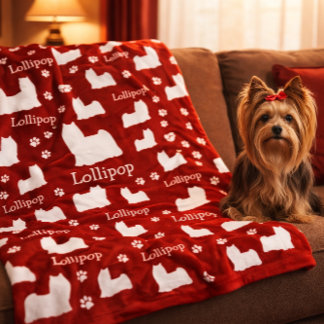 Yorkie Yorkshire Dog Red Personalisiert Dog Blanke Fleecedecke