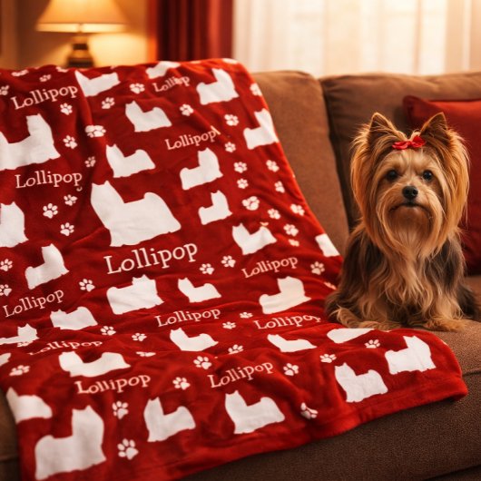 Yorkie Yorkshire Dog Red Personalisiert Dog Blanke Fleecedecke