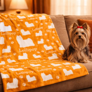Yorkie Yorkshire Hund Orange Personalisierte Decke
