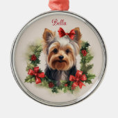 Yorkie Yorkshire Terrier Christmas Pet Memorial Ornament Aus Metall (Vorne)