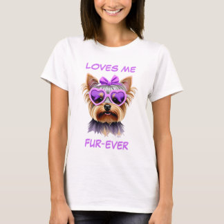 Yorkie Yorkshire Terrier Heart-Shaped Sonnenbrille T-Shirt