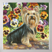 Yorkie Yorkshire Terrier in den Stiefmütterchen Pr Poster (Vorne)
