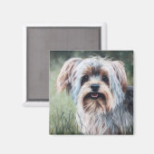 Yorkie Yorkshire Terrier in summer grass Magnet (Vorderseite/Rückseite)