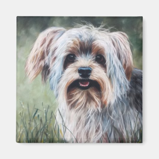 Yorkie Yorkshire Terrier in summer grass Magnet (Vorne)