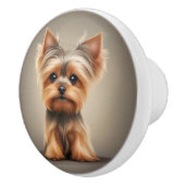 Yorkie Yorkshire Terrier Niedlich Doppy Puppy Keramikknauf (Rechts)
