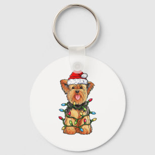 Yorkie Yorkshire Terrier Santa Christmas Tree Ligh Schlüsselanhänger