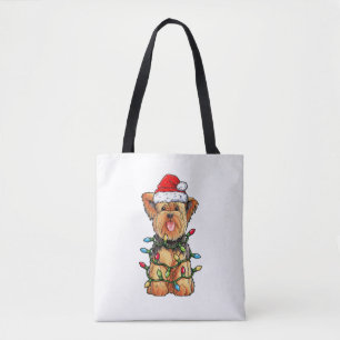 Yorkie Yorkshire Terrier Santa Christmas Tree Ligh Tasche