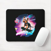 Yorkie Yorkshire Terrier Skateboarding Space Retro Mousepad (Mit Mouse)