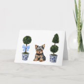 Yorkie Yorkshire Terrier Welppy Topiary Watercolor Karte (Vorderseite)
