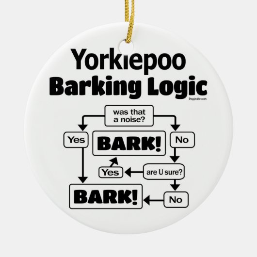 Yorkiepoo Barking Logic Keramik Ornament (Vorne)