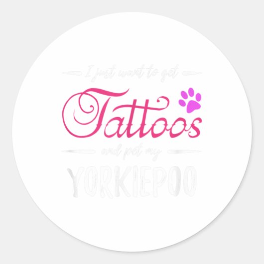 Yorkiepoo Dog Lover Tattoo Funny Dog Mama Geschenk Runder Aufkleber (Vorderseite)