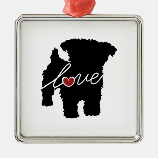 Yorkiepoo (Yorkie/Pudel) Liebe Silbernes Ornament (Vorne)