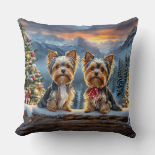 Yorkies Holiday Design von Rich AMeN Gill Kissen