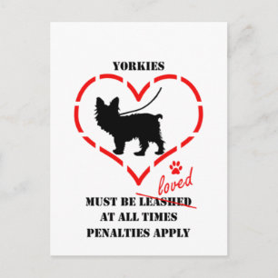 Yorkies müssen geliebt werden postkarte
