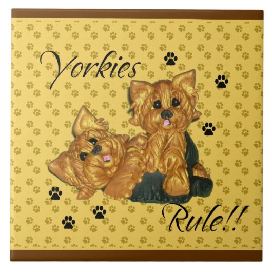 Yorkies Regel Pawprint Fliese (Vorderseite)