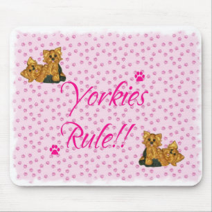 Yorkies Regel!! Rosa Tatzen-Druck-Mausunterlage Mousepad