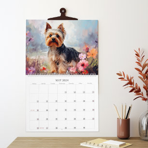 Yorkies und Blume Hund Lover Kalender