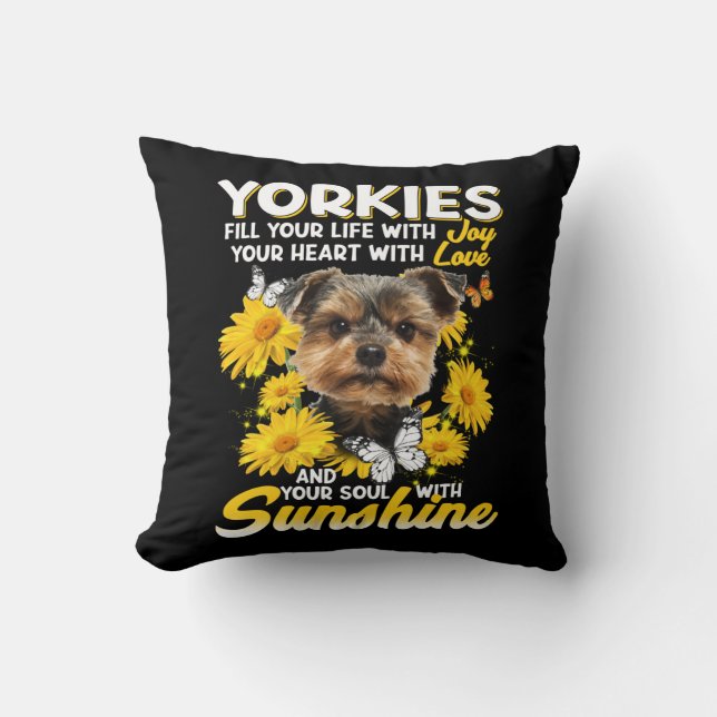 Yorkies und Sunshine Kissen (Vorderseite)