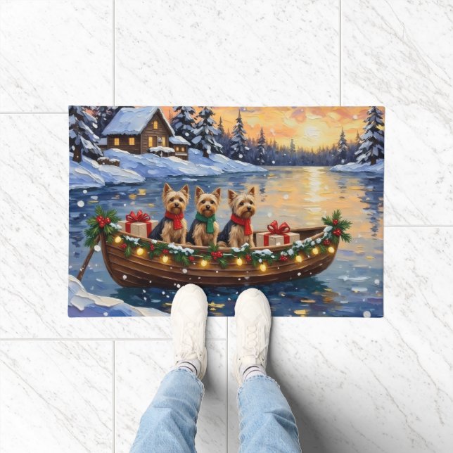 Yorkipoo Christmas Boat Holiday Fußmatte (Indoor)