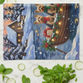 Yorkipoo Christmas Boat Holiday Geschirrtuch (Gefaltet)