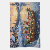 Yorkipoo Christmas Boat Holiday Geschirrtuch (Vertikal)