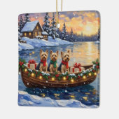Yorkipoo Christmas Boat Holiday Keramikornament (Links)
