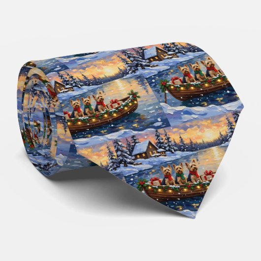 Yorkipoo Christmas Boat Holiday Krawatte (Gerollt)