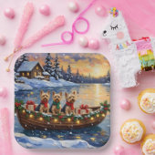 Yorkipoo Christmas Boat Holiday Pappteller (Party)