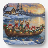 Yorkipoo Christmas Boat Holiday Pappteller (Vorderseite)