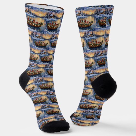 Yorkipoo Christmas Boat Holiday Socken (Gewinkelt)