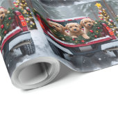 Yorkipoo Christmas Red Truck Holiday Gift Geschenkpapier (Rolleneckpunkt)