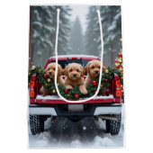 Yorkipoo Christmas Red Truck Holiday Gift Mittlere Geschenktüte (Rückseite)