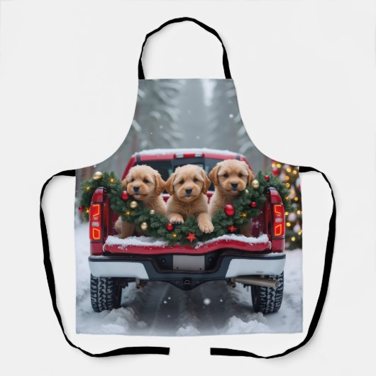 Yorkipoo Christmas Red Truck Holiday Gift Schürze (Vorderseite)