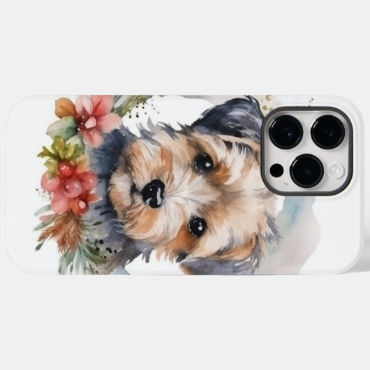Yorkipoo Christmas Wreath Festive Pup Case-Mate iPhone Hülle (Rückseite (Horizontal))