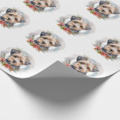Yorkipoo Christmas Wreath Festive Pup Geschenkpapier (Ecke)